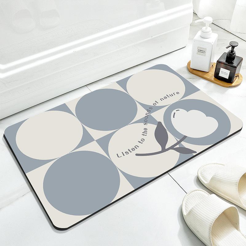 Tapis de sol de salle de bain Terre de diatomée Absorbant Mignon Tapis de pied Ménage Porte de salle de bain Rembourré Toilette Séchage rapide Antidérapant 40 * 60cm diatom mud
