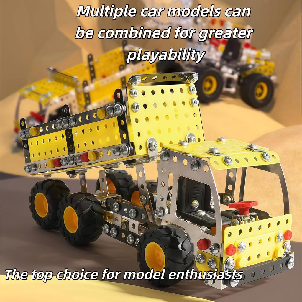 Teenagers Diy Metal Assembly Nut Combination Assembly Disassembly Dinosaur Engineering Vehicle 3D Stereoscopic Model Ornament