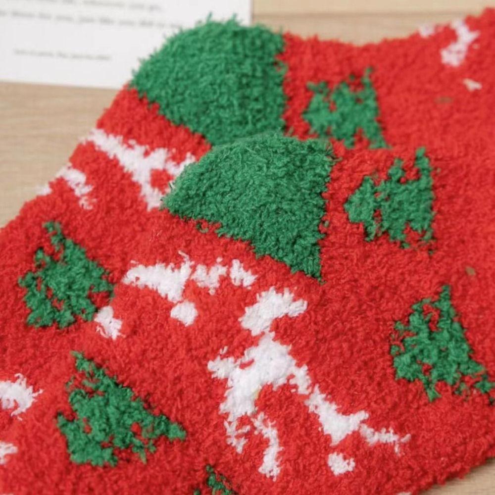 Non-slip Christmas Velvet Socks Warm Carpet Socks Xmas Gifts Fluffy Floor Socks  Women