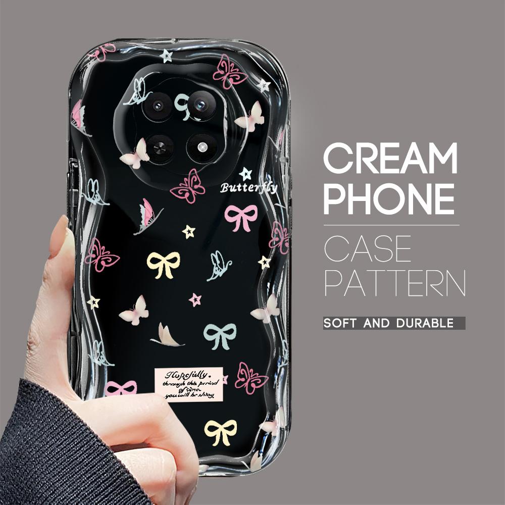 Cartoon Pattern Cream Texture Casing Wavy Edge Soft Silicone Cover Phone Case for OPPO Reno Realme OnePlus Vivo