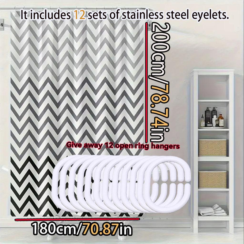 Black and White Wave Line Bathroom Curtain Minimalist Design Bathroom Dry and Wet Separation PEVA Waterproof Material