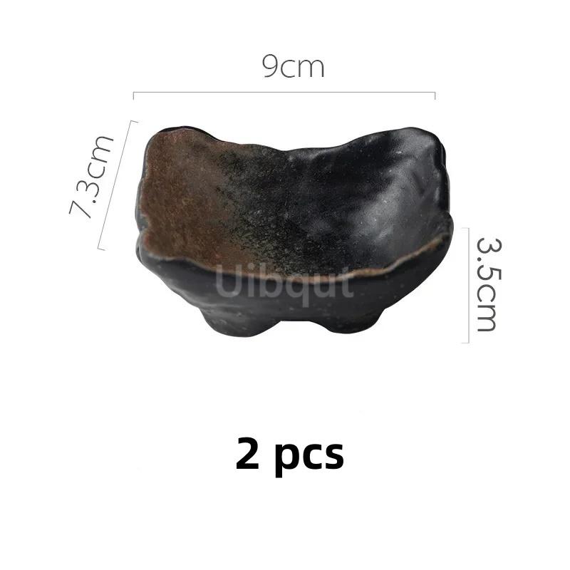 2 pcs set Japanese style ceramic special shaped small dishes snack dessert plate creative household tableware sauce snacks tray