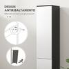 Space-Saving Bathroom Column in Wood with 2 Cabinets and Drawer, 30x28x180 cm, Black
