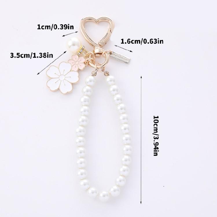 Charming Two Tone Flower Initial Pearls Keychain Key Rings Pendant Charm Adds Personality to Bags, Keys, and More