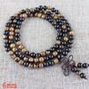 Natürliches Ebenholz Tibetischer Buddha Mehrschichtige 108 Perlen Schwarzes Armband Sandelholz Charm Armbänder Yin Yang Tratsch Für Männer Holzschmuck