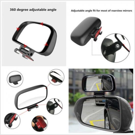 Car Black Adjustable Angle Side Rear Mirror Blind Spot Rearview Mirror Universal