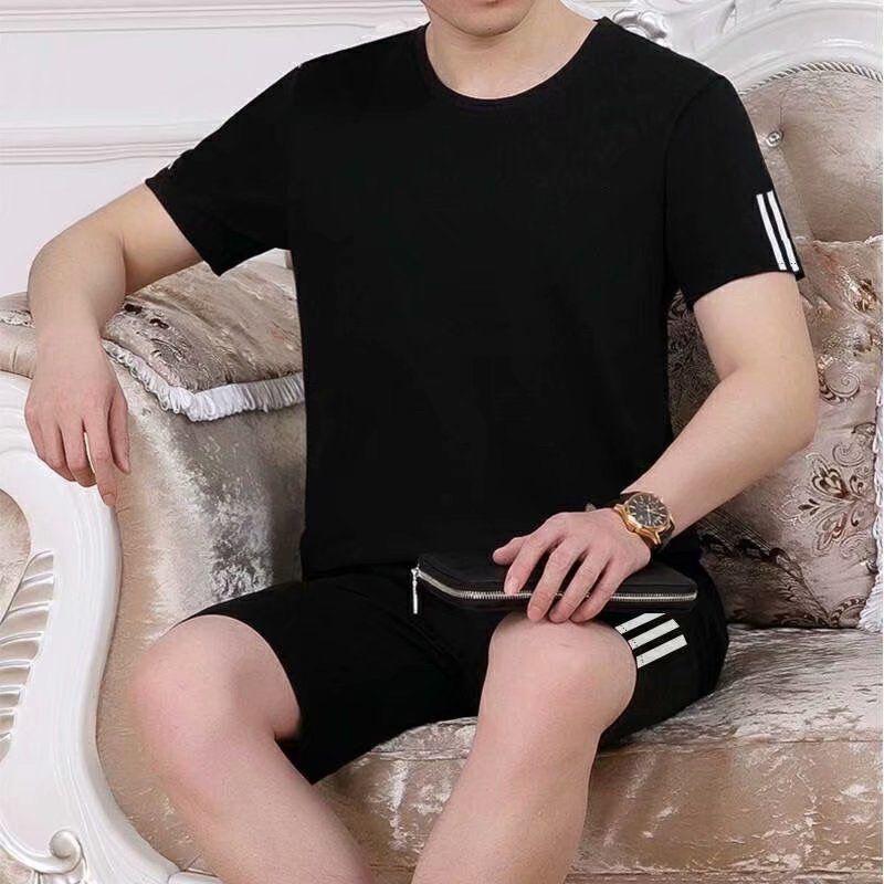 Men's Lightweight Summer Casual 2-Piece Set: Short-Sleeved Shirt & Shorts for All Ages (Plus Sizes Available)