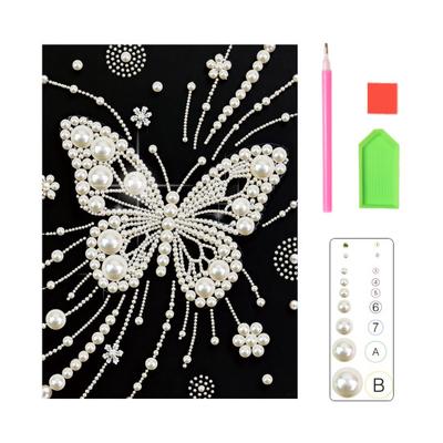 3D Pearl Painting Kit DIY Faux Pearl Art Craft for Adults Mosaic Wall Art Rhinestone Pearl Butterfly Painting for Home Bedroom