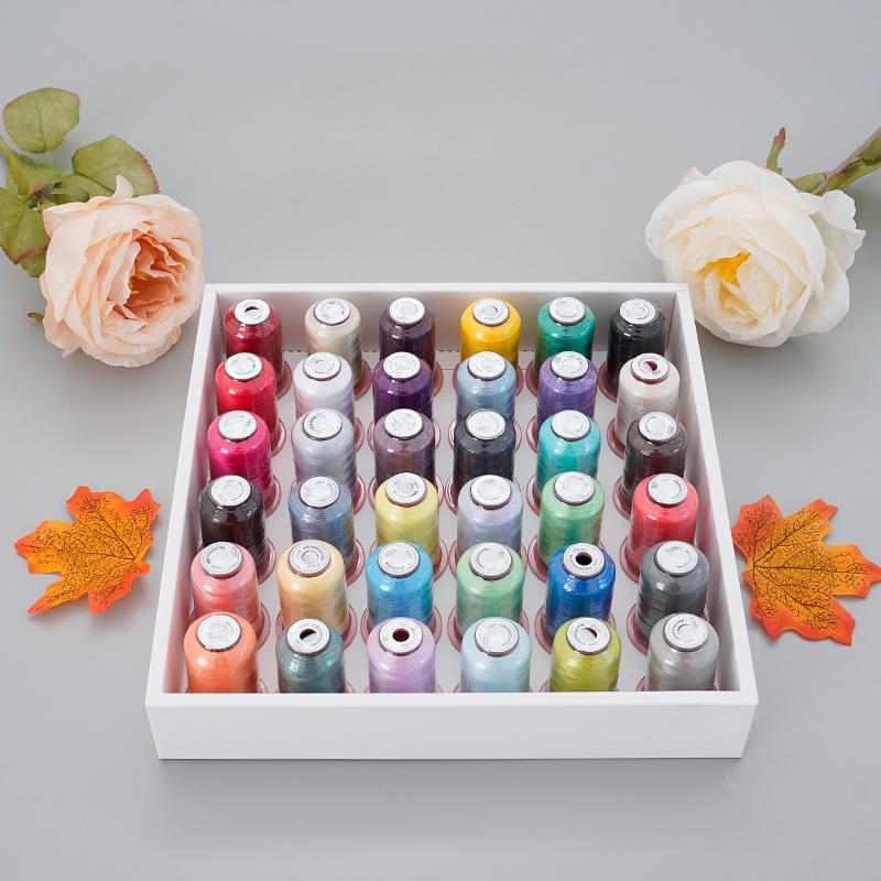 36-Color Embroidery Thread, Polyester 120D Sewing Thread Home Textiles Curtain Color Embroidery Thread Computer Embroidery Thread Set