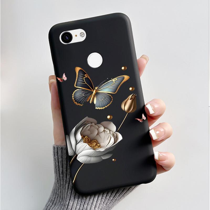 For Google Pixel 3 XL Case Black Bumper Soft TPU Silicone Cover for Pixel 3 XL Phone Cases Pixel3 3XL Butterfly Flower Capa