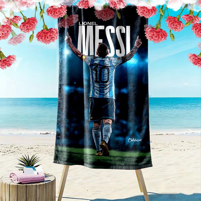 Messi Valor Print Strandtuch, Großes Weiches Schnelltrocknendes Handtuch für Strand Camping Schwimmen