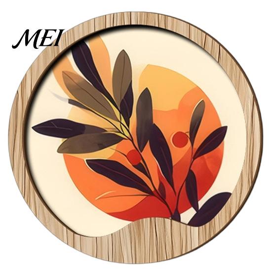 Nature Art Prints for Home Wall Nordic Wooden Sign, Round Botanical Landscape Hanging Decor Living Unique Housewarming Gifts Friends Room Bedroom,