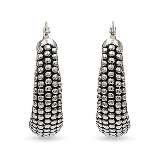 Real 925 Sterling Silver Jewelry Oval Antique Click-Top Hoop Earrings for Women 25MM