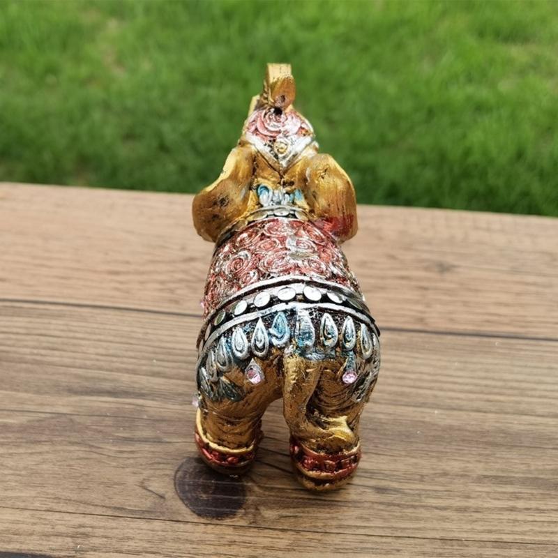 Statua Famiglia di Elefanti in Resina Statuette Eleganti Decorazioni Feng Shui Sculture di Animali Ornamento da Scrivania per Casa Ufficio