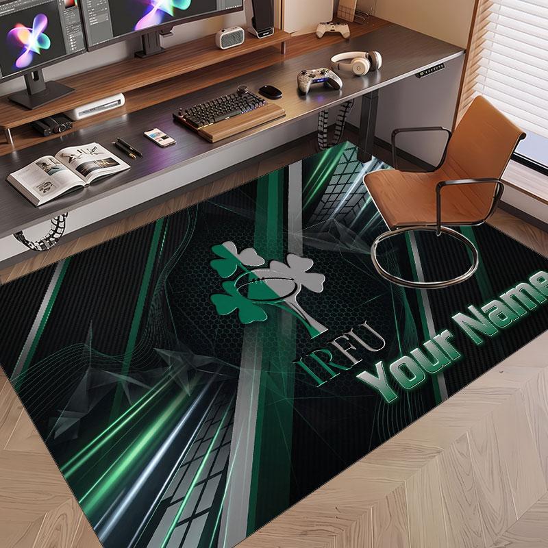 Custom Rug Ireland Rugby Pattern Print Name Text Soft Non‑Slip Floor Carpet for Home Indoor Decoration