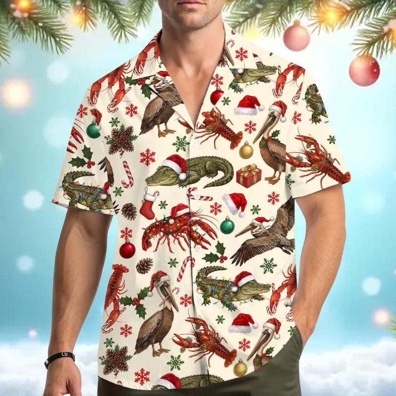 Fashion Unisex Shirts Christmas Thanksgiving Santa Skeleton Turkey Print Shirt Tops Casual Party Tops Street Retro Men's Women's Shirt