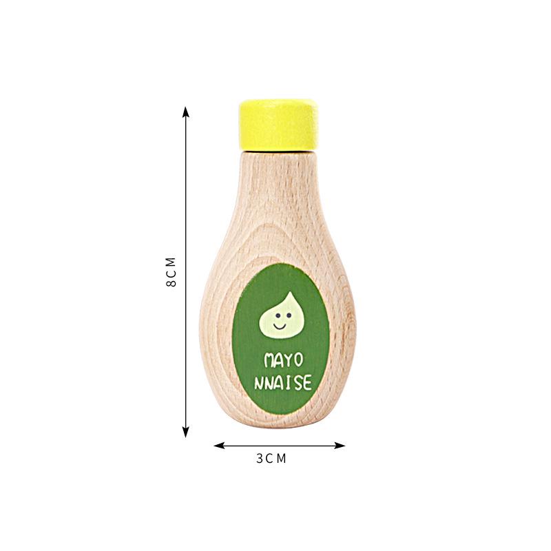 Toddler Pretend Play Kitchen Set: Wooden Pepper, Seasoning, & Soy Sauce Bottles
