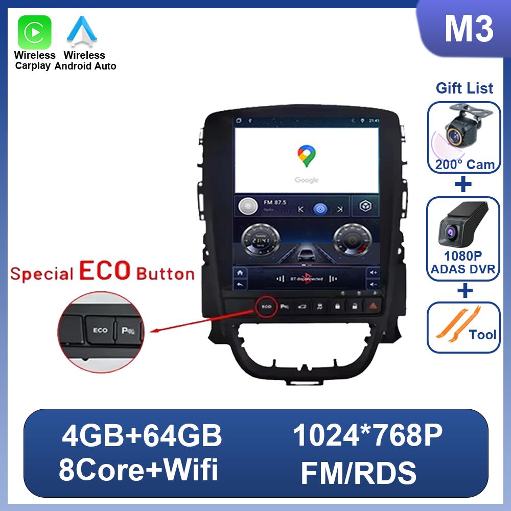 Carplay Vertical  Wireless Android Auto For Opel Astra J 2009-2015 Car Radio 9.7 Inch Radio 8Core FM AM Multimedia