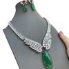 French Medieval Luxury Zircon Necklace Earrings Set Female Angel Wings Imitation Chalcedony Jewelry