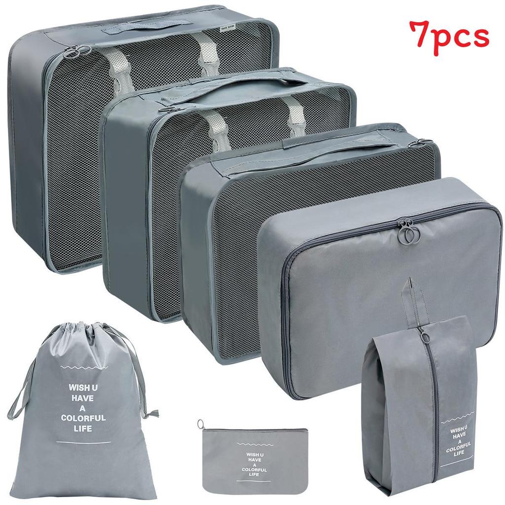 Set Organizzatore da Viaggio Sette Pezzi Impermeabile Cubico Storage per Bagagli per Viaggi di Piacere