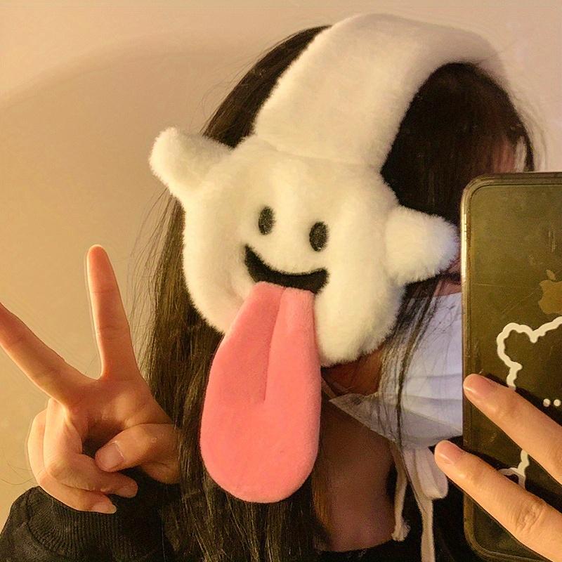 

1pc Personalized Playful Ear Muffs With Tongue Protrusion Perfect For Autumn/winter Warmth Protection Breathable Ear Covers Cozy белый