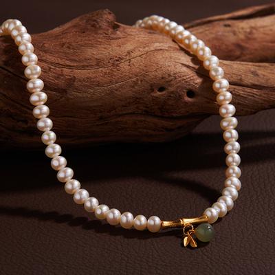 Argento Sterling 925 Nuovo Collana di Perle d'Acqua Dolce Naturali Cinese Catena Clavicola Moda Versatile da Donna Orecchini Fatti a Mano con Perline