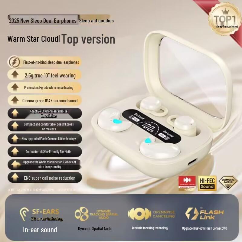 Q12 Wireless Bluetooth Sleep Earbuds – Dual-Ear, Semi-In-Ear, Isolating, Two-in-One Design (Two Pairs)