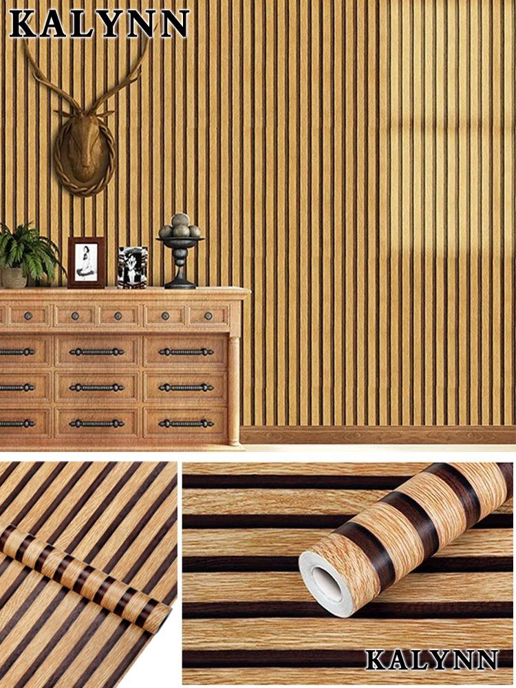 Vinyl Contact Paper Wood Wallpaper Stick and Peel Removable Self Adhesive Wall Paper for Living Room Bedroom Kitchen Width 45cm