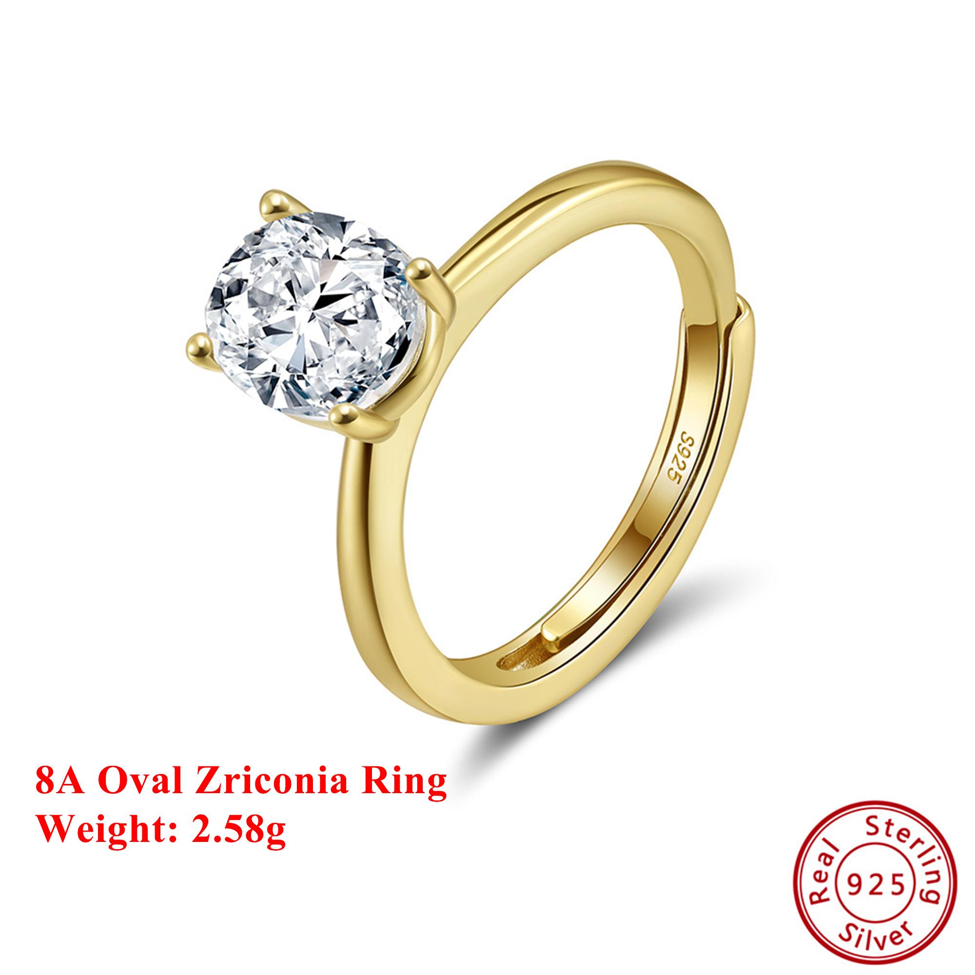 

Effie Queen Genuine 925 Silver 14k Gold 8A Oval Zirconia Ring Simple Jewelry for Women, Men Banquet Party Birthdays Gift LZR35 1CT