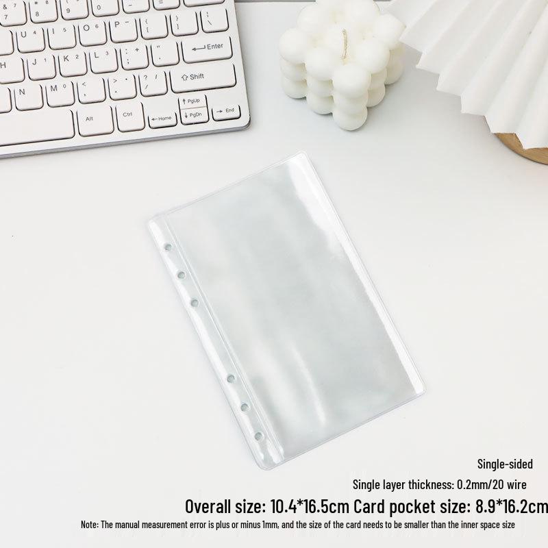 A5/A6 Transparent PVC Ring Binder Planner Cover with Snap Button and Multi-color Six-Hole Metal Clip