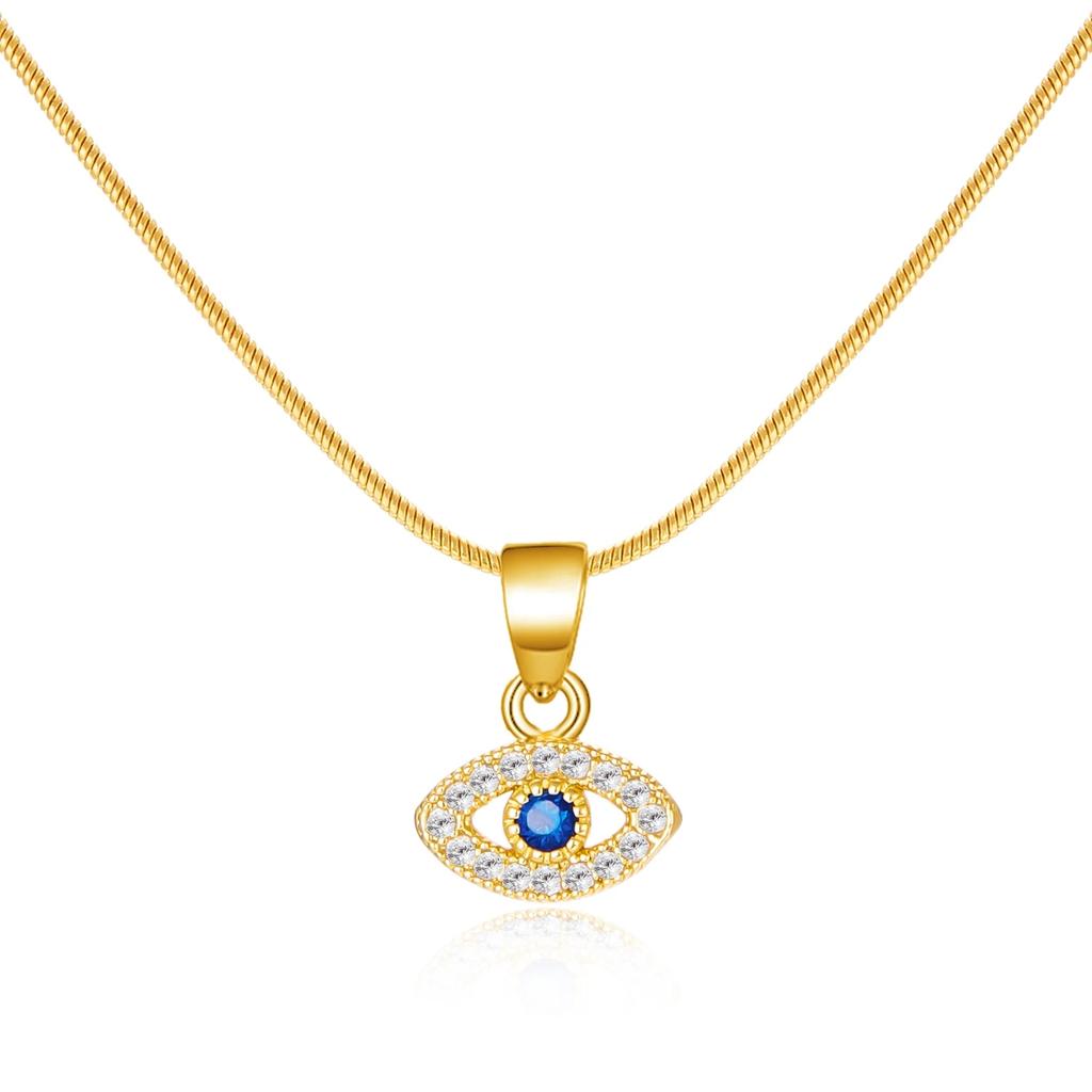 Blue Zircon Lucky Evil Eye Pendant Necklace for Women Fatima Hand Turkish Eye Clavicle Chains Female Choker Wedding Jewelry Gift