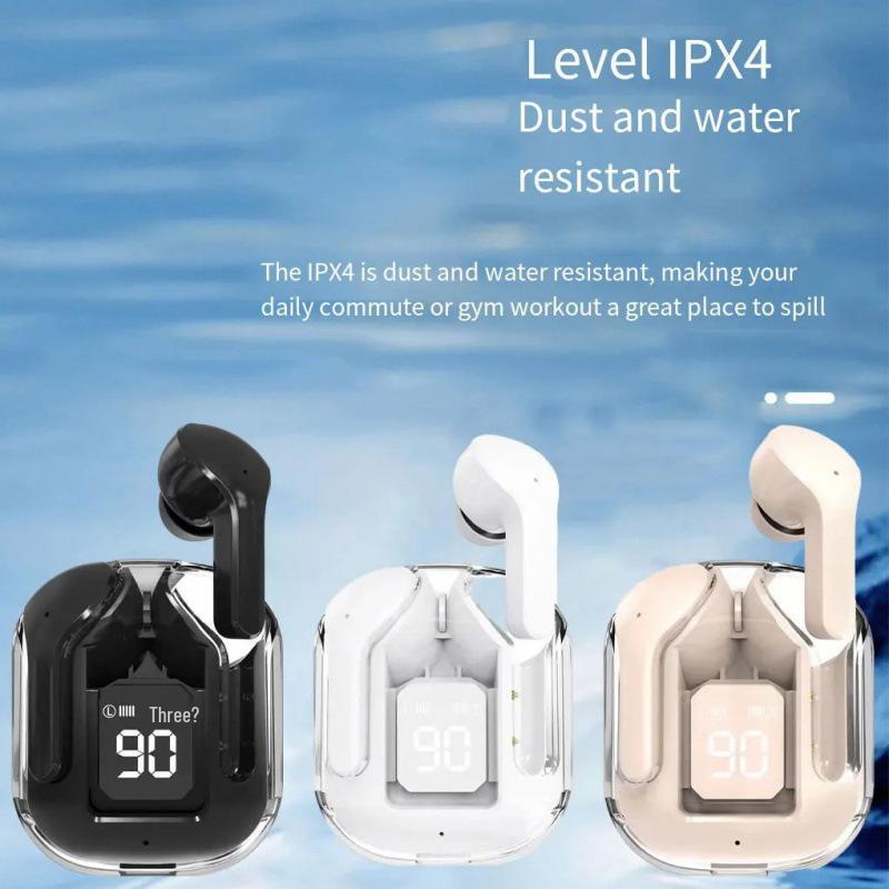 Air31 Bluetooth 5.3 TWS In-Ear Headphones with Transparent Case and Digital Display