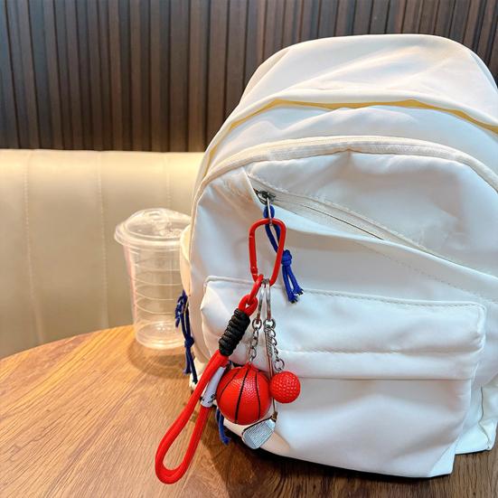 Keychain Sports Pendant with Braided Rope Metal Carabiner Mini Basketball Golf Clubs Charm Key Chain Bag Hanger Accessory