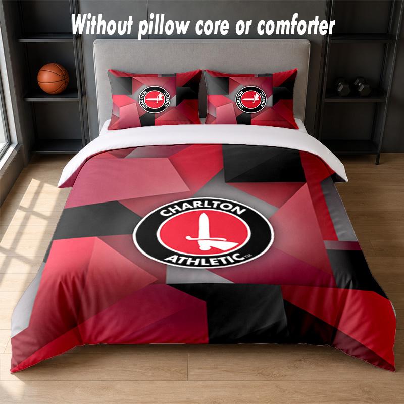 Charlton Athletic FC Design Bed Bedding Set 1 Duvet Cover + 2 Pillowcases Soft Breathable Household Bed Linens