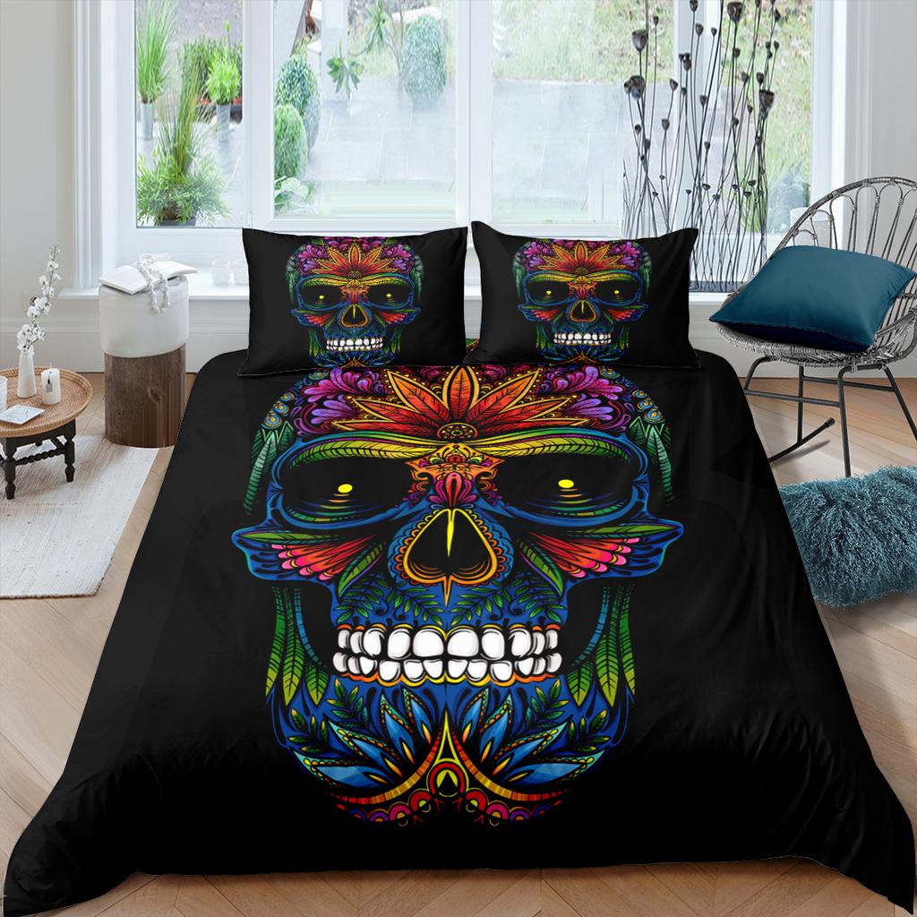 Home Bedding Set Skull Quilt Cover and Pillow Cover Bedding Set AU/EU/US Full Size Home Decoration
