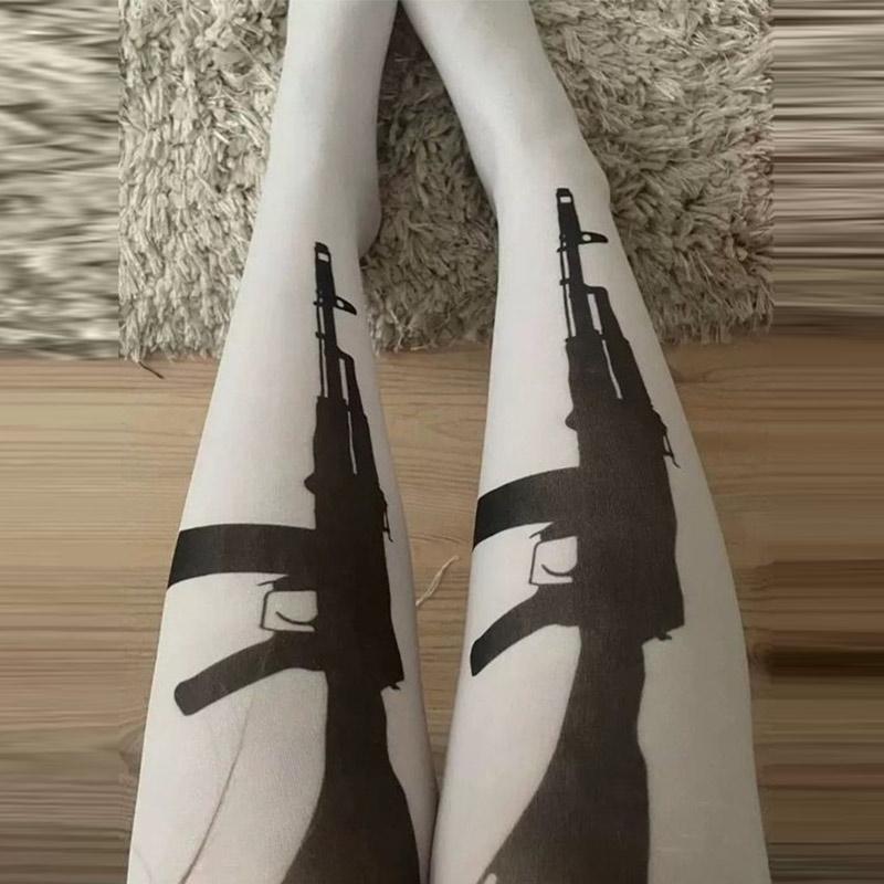 Punk Printed Long Socks Women's Sweet Cool Japanese Style Stockings Pantyhose Seasonal JK Socks Legs Warmers Sexy Accessories