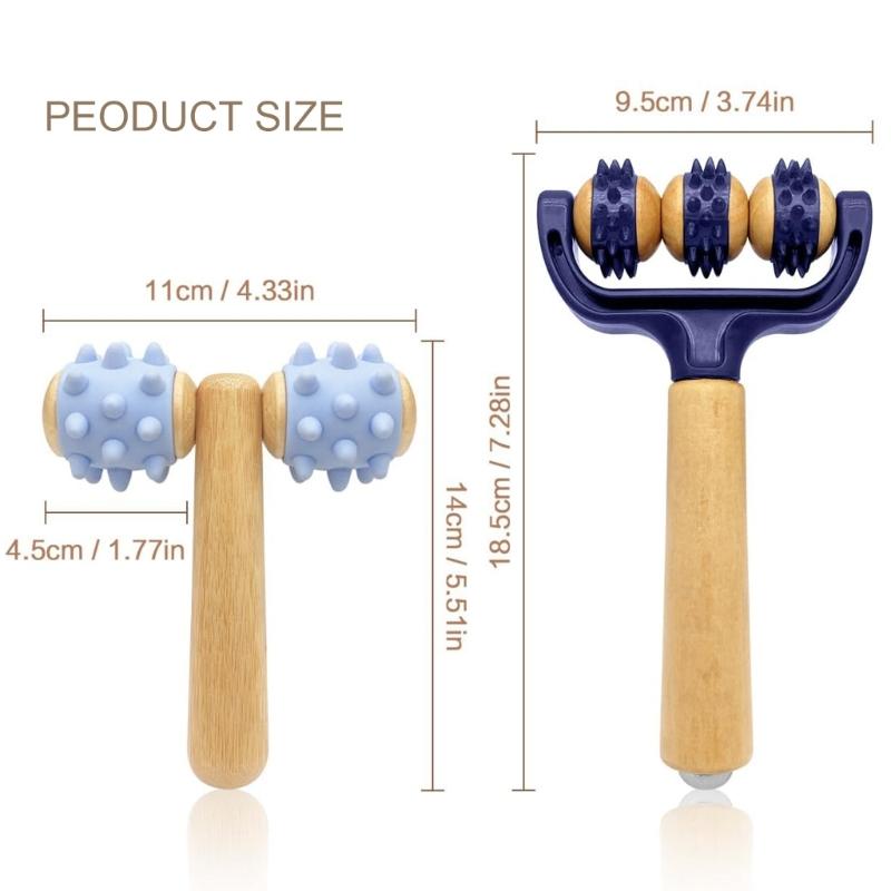 2PCS Natural Wood Massage Rollers Suitable for Effective Therapy Stimulating Skin Promoting Health Ideal Gift Home Use