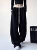 Women's Spring 2025 High-Waist Black Wide-Leg Joggers