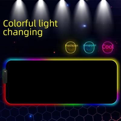 Podkładka pod mysz gamingowa RGB LED Luminous z obszytymi krawędziami - Duża mata do e-sportu i użytku biurowego