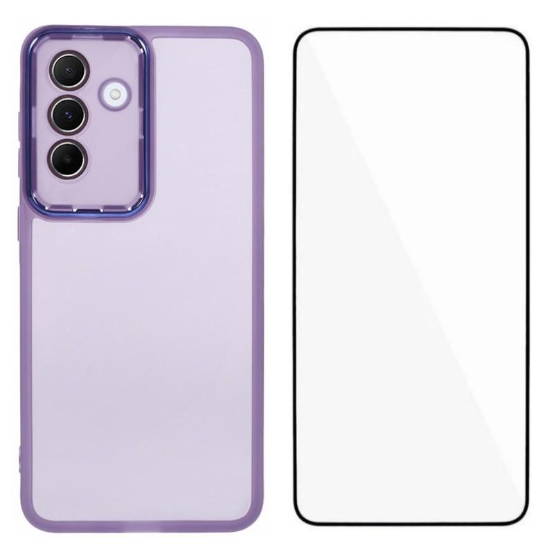 For Samsung Galaxy A26 5G TPU Case WANLONFENG DKSM Series Electroplated Frame Back Cover with Tempered Glass