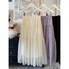 Super light pearlescent soft gauze skirt~ A-word splicing fluffy cake skirt French gentle temperament versatile medium and long skirt