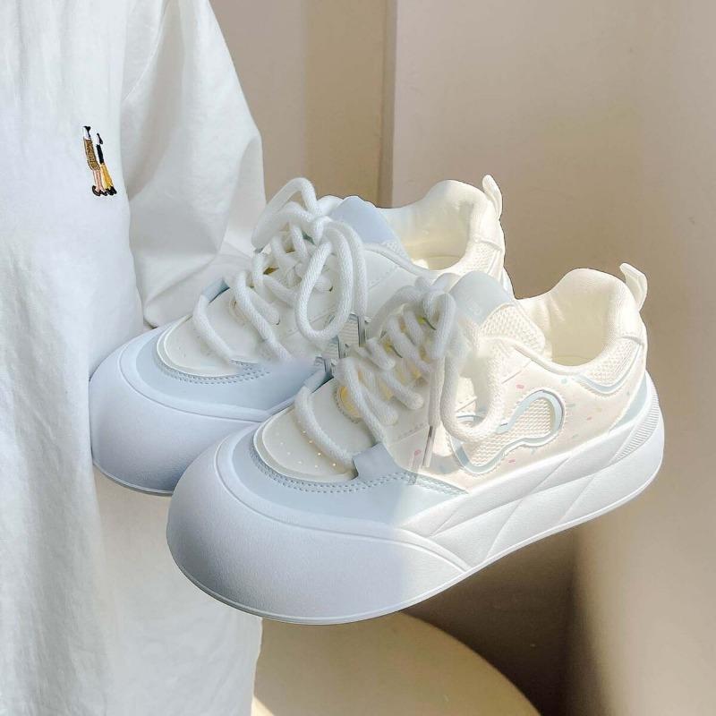 Summer New Mesh Breathable Ugly Cute Board Shoes Women's Thick-soled Big Head White Shoes Student Niche Bread Shoes