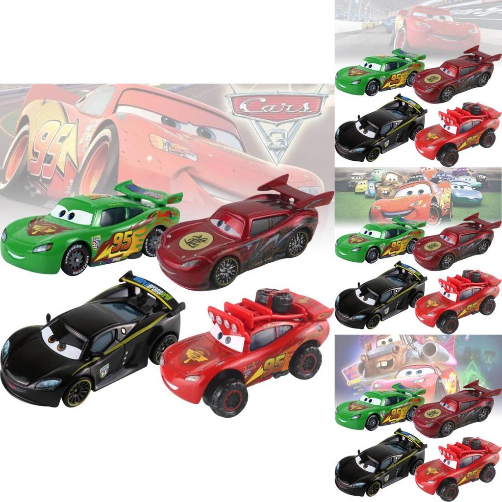 Alloy Racing Car Toy Collection Featuring Mater Orange Bad Guy And Lightning Mcqueen