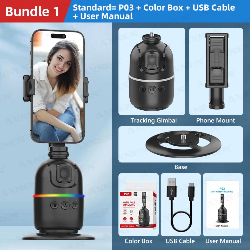 

Интеллектуальный настольный стабилизатор с функцией автоматического отслеживания лиц и искусственным интеллектом для смартфона и экшн-камеры, вращающийся на 360 градусов, комплект для видеоблога с функцией следящей фокусировки, опция со штативом standard
