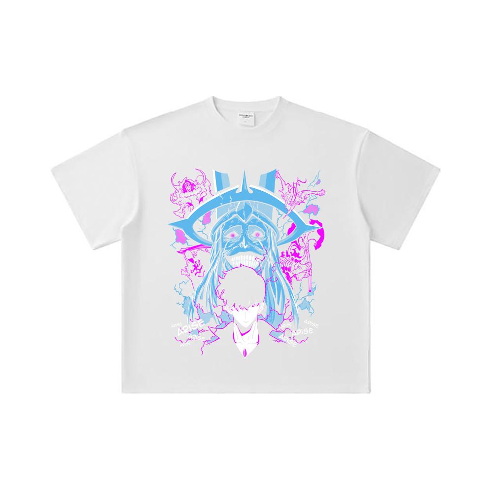 260 GSM Double Yarn 32 Count 100% Cotton Solo Leveling V21 Print Unisex Heavy Cotton T Shirt