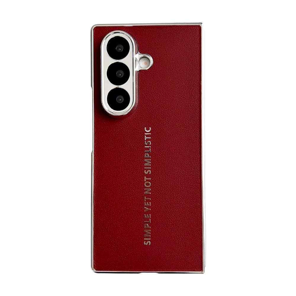 Luxury Business Sle Electroplated Plain Leather Phone Case for Samsung Galaxy Z Fold 7 6 5 4 3 Skin Feel Shockproof Protection Cover