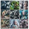 Beautiful Sexy Princess Dragon Diy 5D Full Diamond Painting Cross Stitch Kits Elf Girl Diamond Mosaic for Living Room Decor
