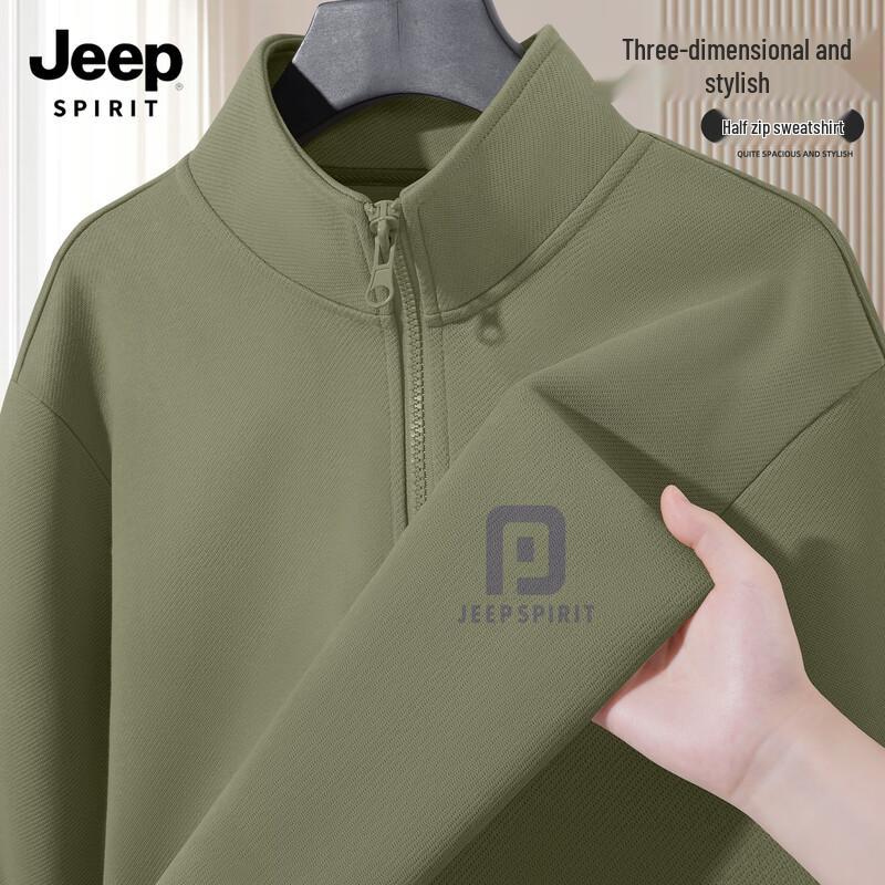 JEEP SPIRIT Men s Half-Zip Stand Collar Pullover Sweatshirt