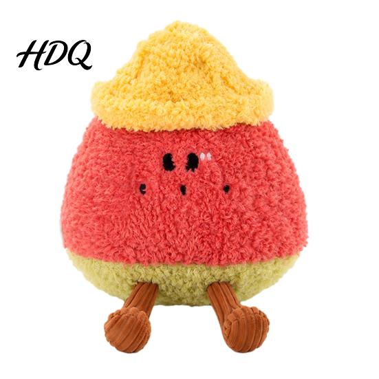 Teeth Grinding Toys for Puppies Plush Fruit Dog Toy with Bell Squeaky Interactive Chew Toy Funny Anthropomorphic Soft Stuffed Small To Medium