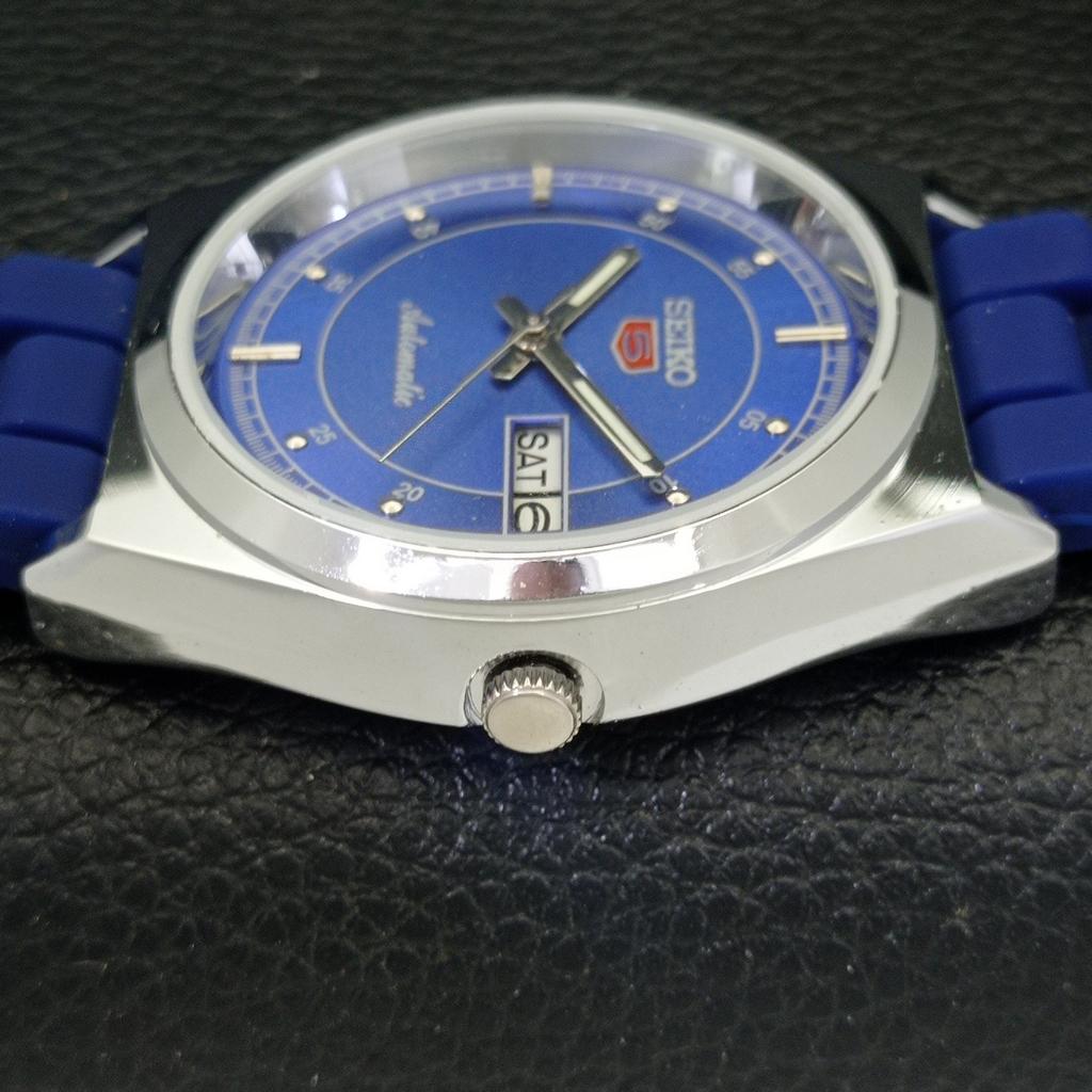 YENİLENMİŞ VINTAGE SEIKO 5 OTOMATİK JAPON ERKEK MAVİ KADRAN SAAT a434683-2